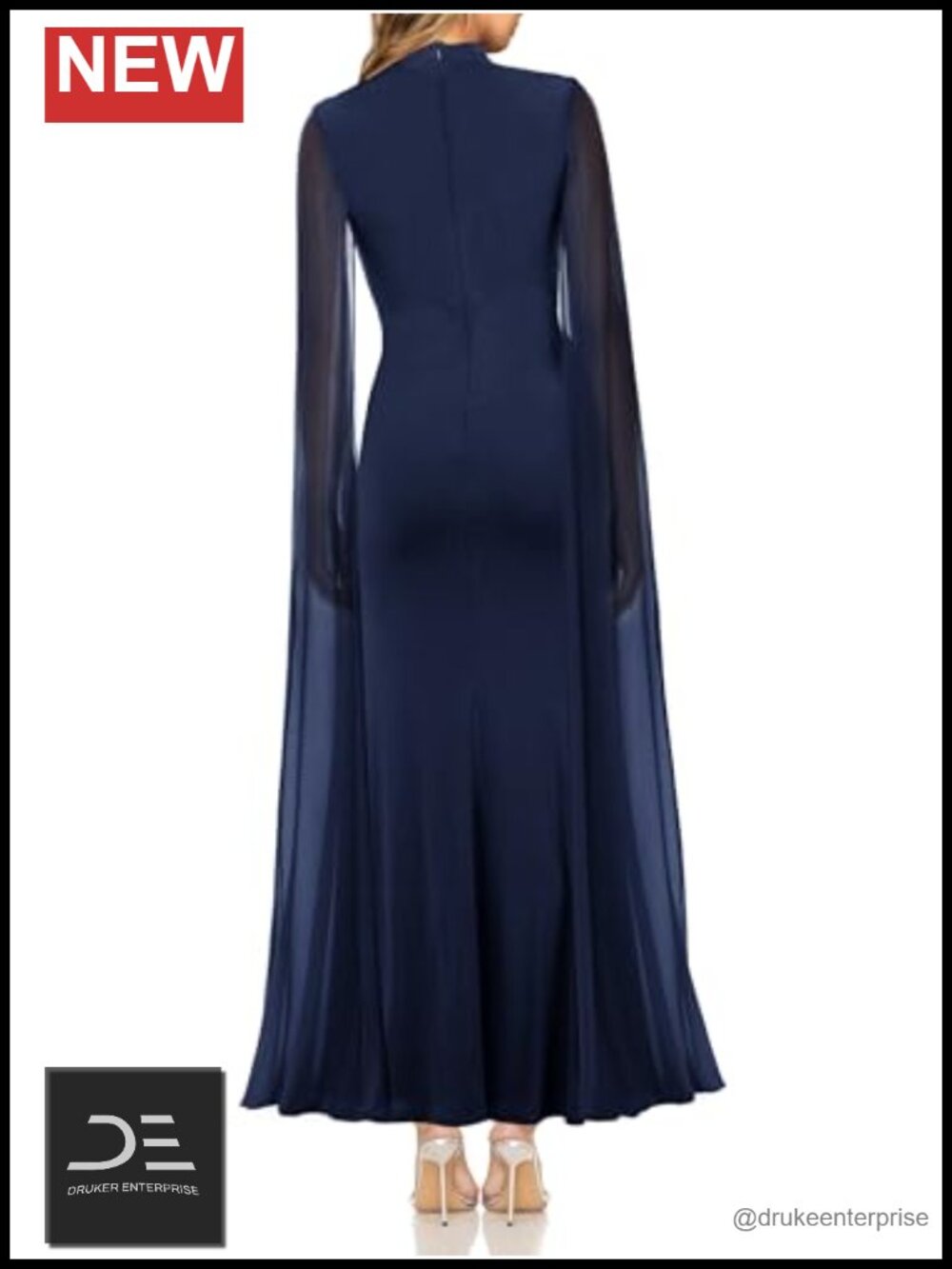 Women's Formal Mesh Ruched Bodycon Maxi Dress Long Sleeve High Split - Picture 2 of 6